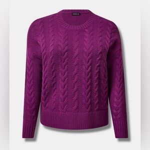 Torrid Cable Crop Pullover Sweater - Phlox Purple